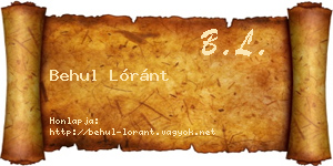 Behul Lóránt névjegykártya